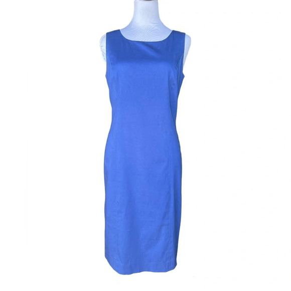 Brooks Brothers 346 Blue Sleeveless Stretch Sheath Dress Women’s Size 6 - Picture 1 of 8